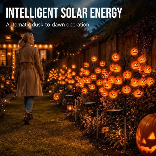 ๐ Solar Halloween Pumpkin Branch Lights โ 20-LED Outdoor Garden Decor
