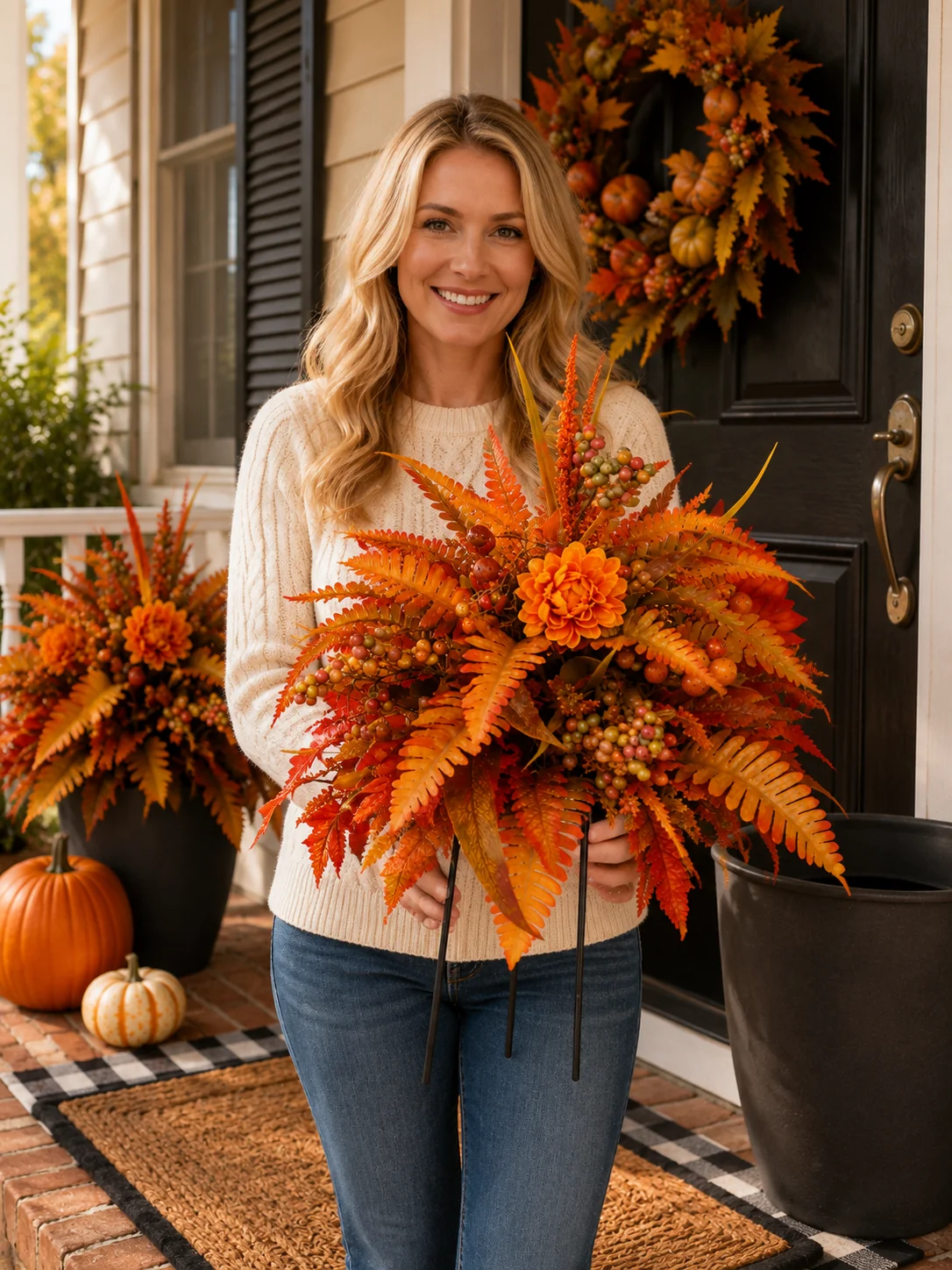 π Artificial Fall Floral Arrangement β Autumn Porch & Planter Decor