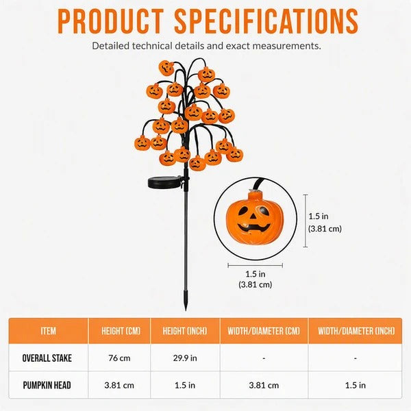 ๐ Solar Halloween Pumpkin Branch Lights โ 20-LED Outdoor Garden Decor