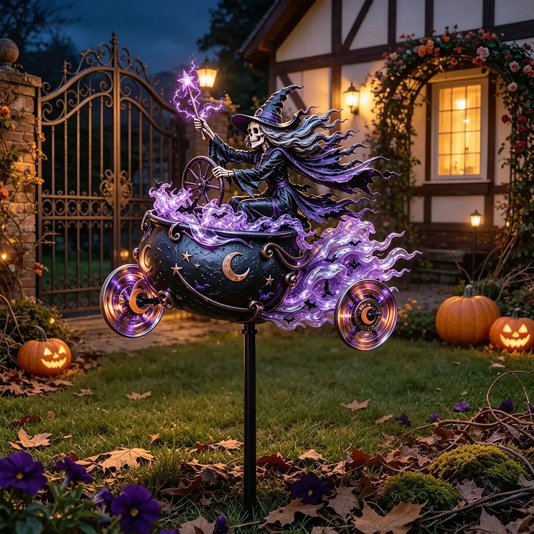 š Halloween Motorcycle Wind Spinner ā Spooky Outdoor Yard Decoration
