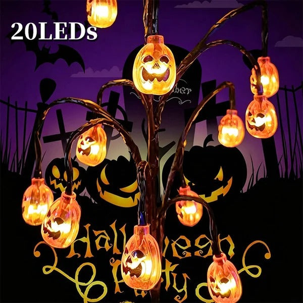 ๐ Solar Halloween Pumpkin Branch Lights โ 20-LED Outdoor Garden Decor