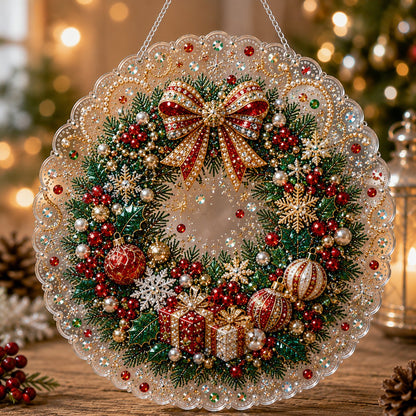 🎄 LAST DAY 69% OFF – ✨ Christmas Pearl Diamond Art Hanging Ornament Kit | Luxury Flocked Canvas with Scratch-Resistant Non-Fading Pearl Beads DIY Handmade Holiday Hanging Decor 🎅💎