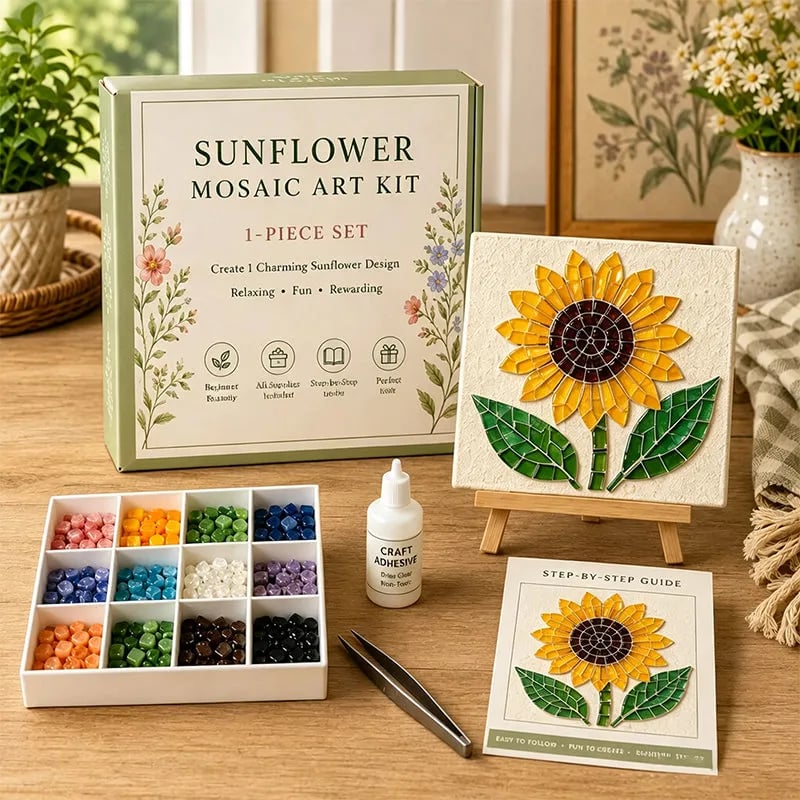 Watering Can Mosaic Art Kit-🔥LAST DAY 50% OFF🔥🌿Beginner-Friendly Floral DIY Craft with Vibrant Mosaic Beads & Sturdy Display Base ✨