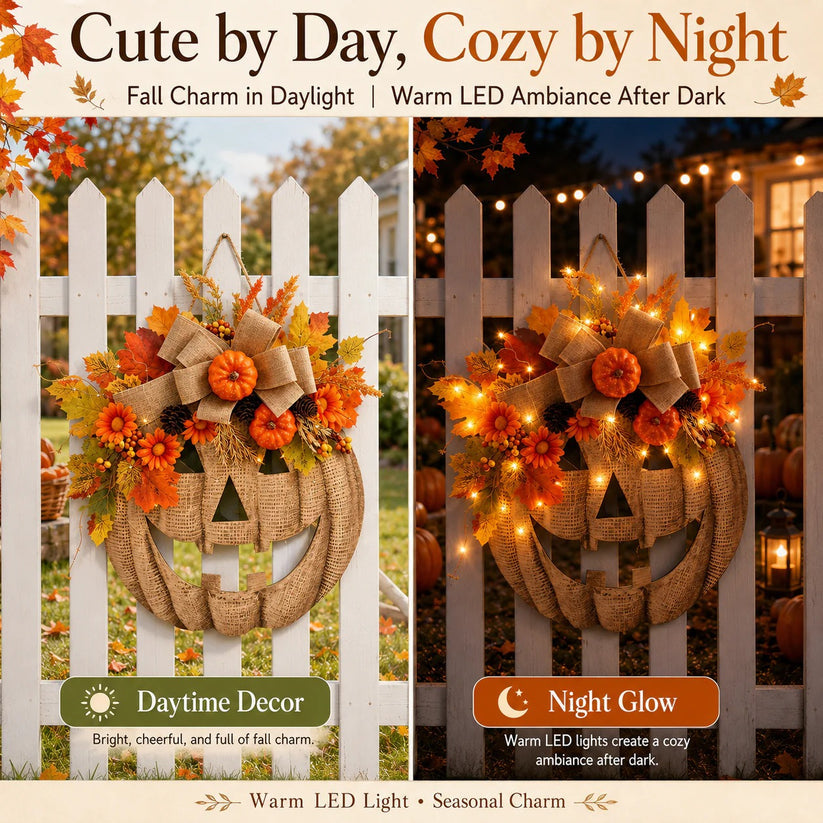 🍁Last day Promotion 🔥-🎃Wooden Pumpkin Halloween Door Sign for Spooky Seasonal Entryway Decor & Festive Fall Charm 👻