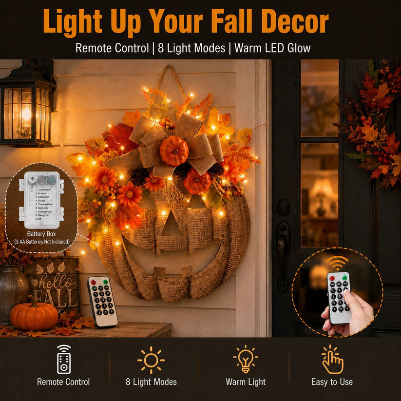 🍁Last day Promotion 🔥-🎃Wooden Pumpkin Halloween Door Sign for Spooky Seasonal Entryway Decor & Festive Fall Charm 👻