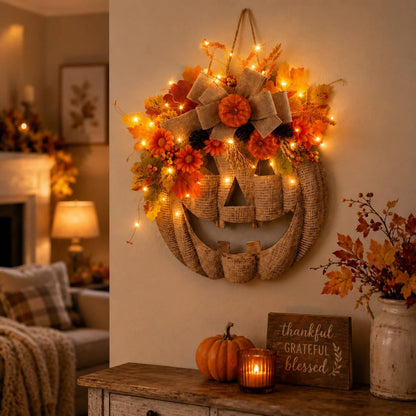 🍁Last day Promotion 🔥-🎃Wooden Pumpkin Halloween Door Sign for Spooky Seasonal Entryway Decor & Festive Fall Charm 👻