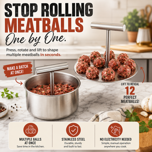 🍝Skip Hand Rolling, Stainless Steel Meatball Press For Even Homemade Meatballs