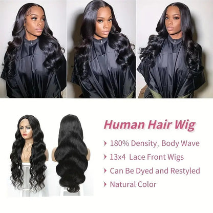 13x4 Front Lace Wig - Center Part Long Wavy Hair Wig
