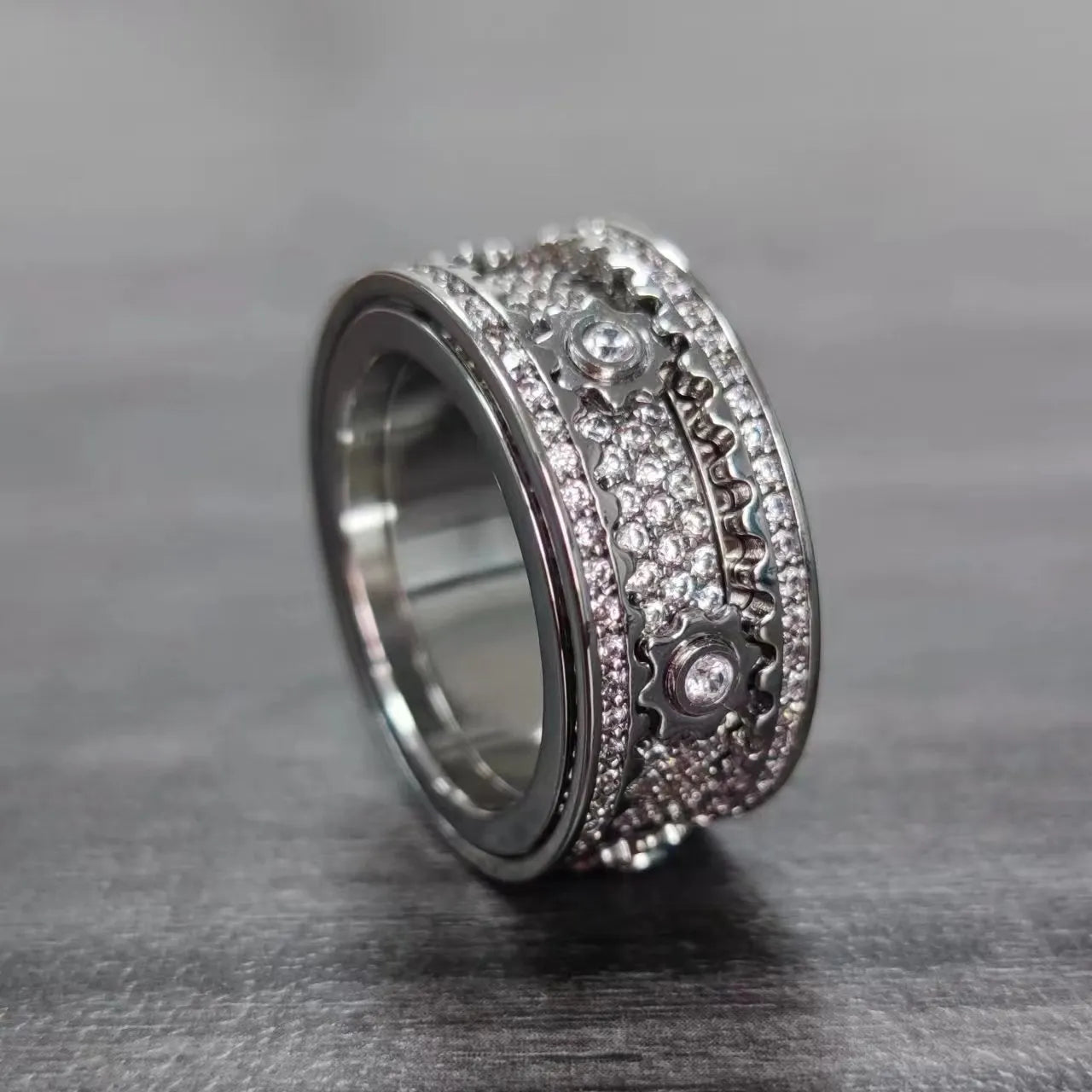 🔥LAST DAY 50% OFF – ⚡925 Sterling Silver Personalized Stress Reducing Rotatable Gear Ring
