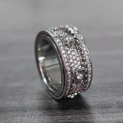 🔥LAST DAY 50% OFF – ⚡925 Sterling Silver Personalized Stress Reducing Rotatable Gear Ring