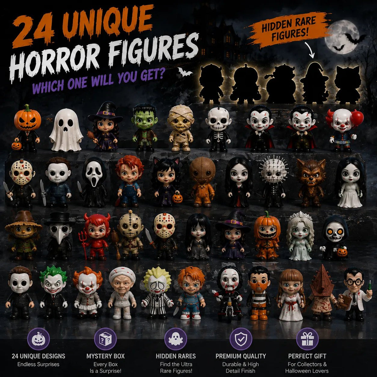 🎃Halloween Advent Calendar 2026 – 24 Horror Mini Collectible Figures