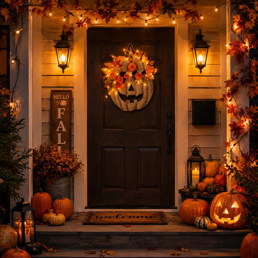 🍁Last day Promotion 🔥-🎃Wooden Pumpkin Halloween Door Sign for Spooky Seasonal Entryway Decor & Festive Fall Charm 👻