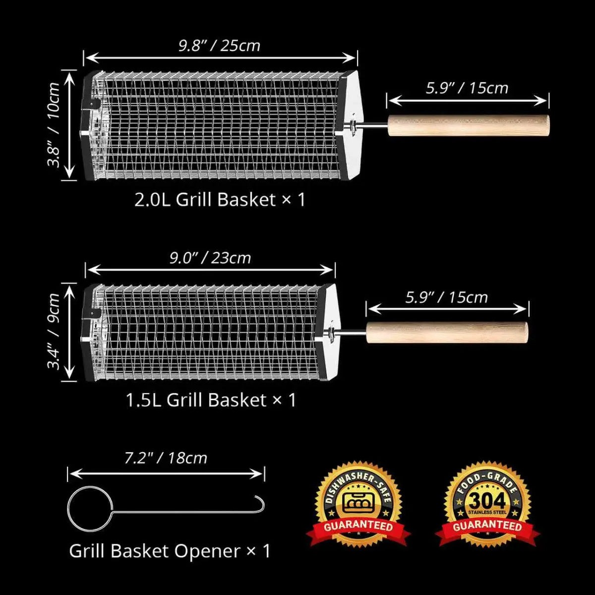 Rolling Grill Baskets - 304 Stainless Steel BBQ Tools