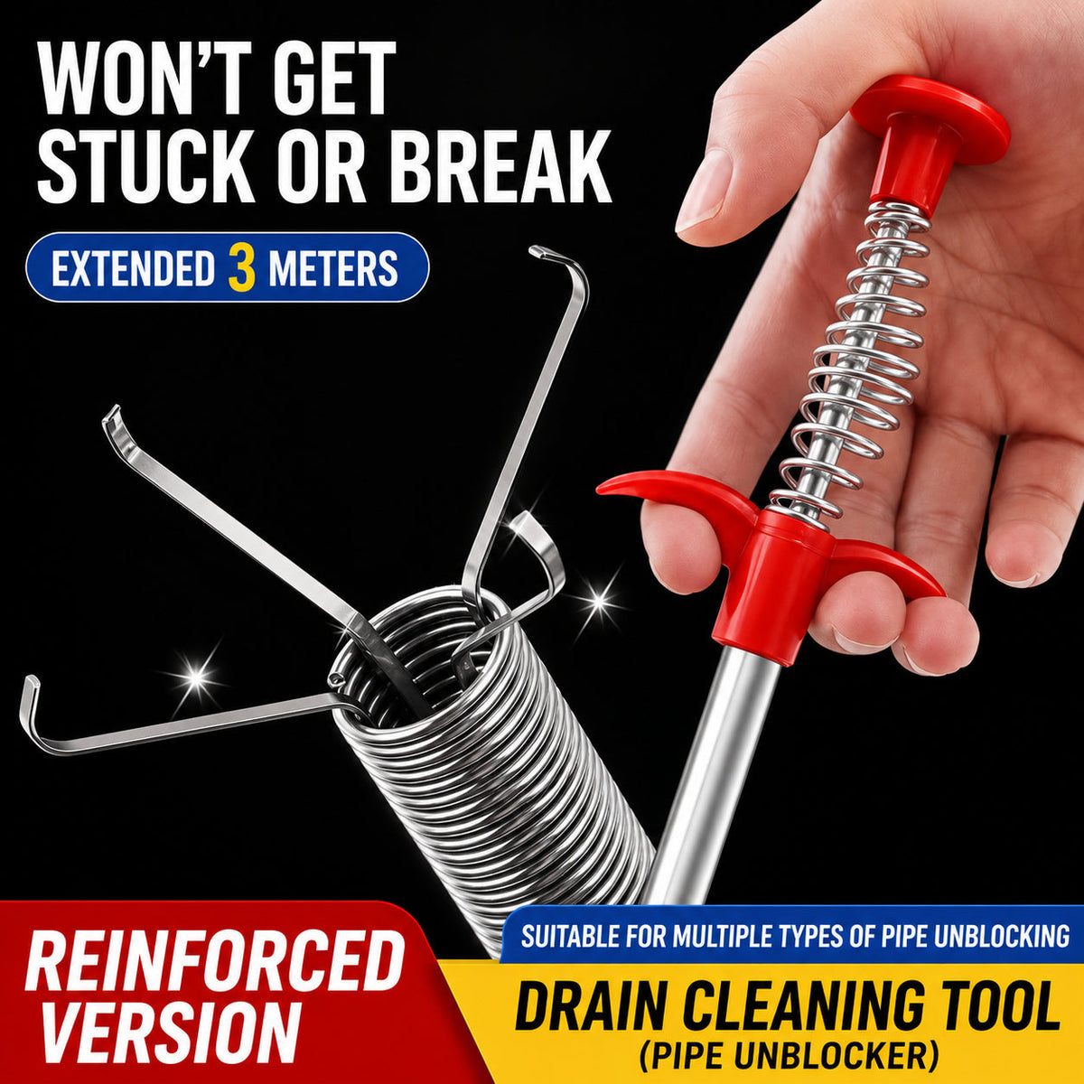 🚿✨ Professional Drain Clog Remover Tool for Easy Fixes 🔧