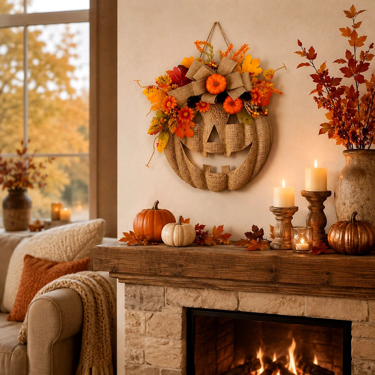 🍁Last day Promotion 🔥-🎃Wooden Pumpkin Halloween Door Sign for Spooky Seasonal Entryway Decor & Festive Fall Charm 👻