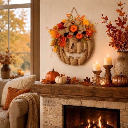 🍁Last day Promotion 🔥-🎃Wooden Pumpkin Halloween Door Sign for Spooky Seasonal Entryway Decor & Festive Fall Charm 👻