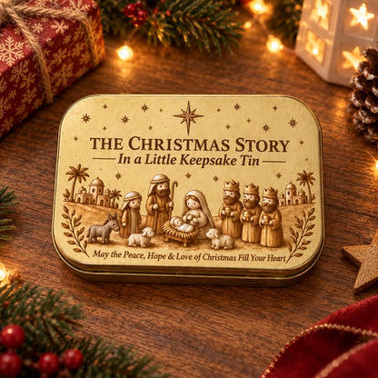 ✝️ Mini Nativity Scene Keepsake Tin – Pocket-Sized Christmas Holy Family Display 🙏🎄