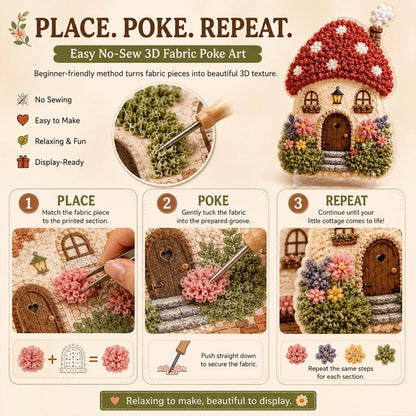 Whimsical Village 3D Fabric Poke Art Kit