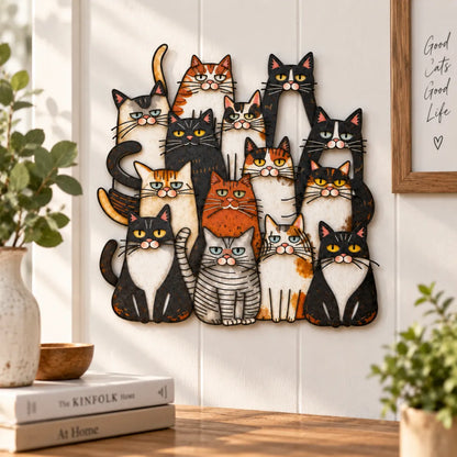 🐱 50% OFF – Funny Cat Family Metal Wall Decor – Rustic Cat Lover Home Art 🏡✨