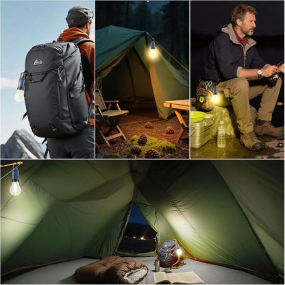 Solar-Powered LED Camping Bulb - Waterproof, Portable, 3-Mode Dimmable Hanging Light for Camping, Hiking & Emergency Preparedness