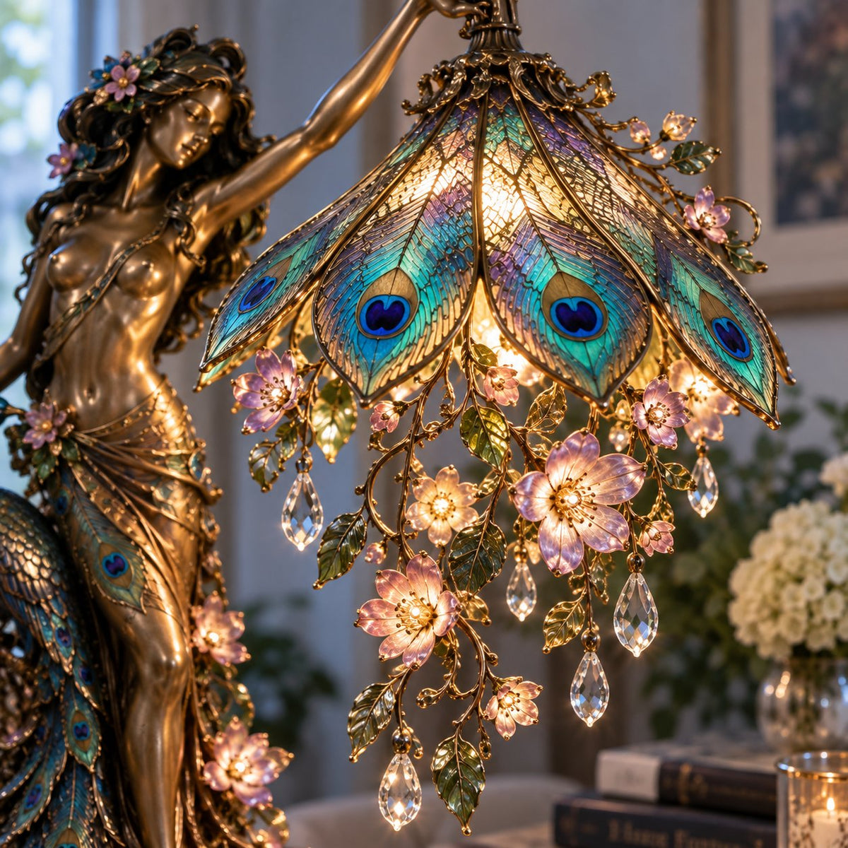 ✨Last Day 49% OFF✨🦚 Peacock Goddess Table Lamp