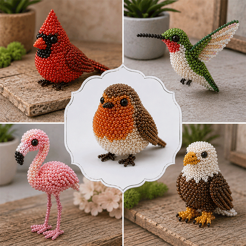 🔥Last Day 49% OFF -🦩✨ DIY Bird Beading Kit Create Beautiful Handmade Art 💎🌸