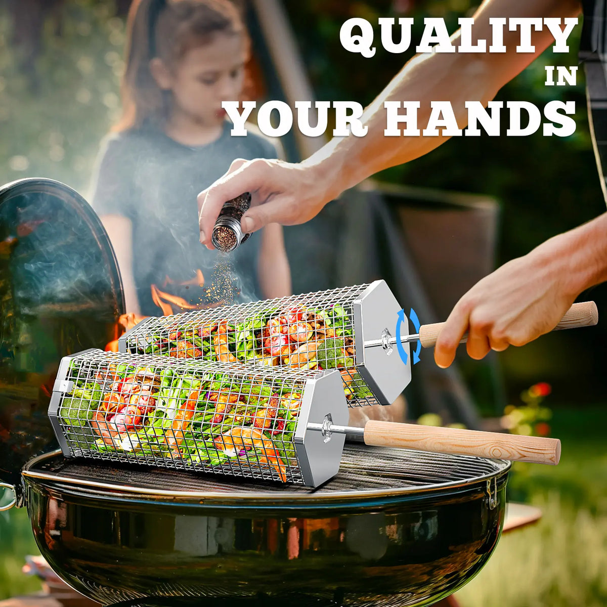 Rolling Grill Baskets - 304 Stainless Steel BBQ Tools