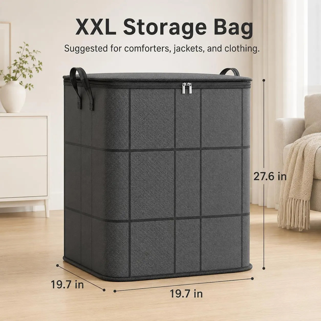 📦✨ Large Capacity Storage Bin Zippered Clothes Organizer Moving Bag 🏠🧺