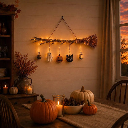 🧹 Light Up Witch Broom Halloween Hanging Decoration🎃
