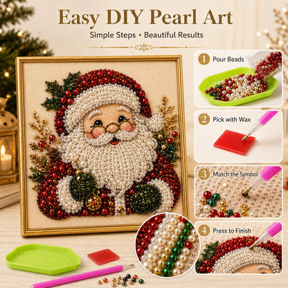 🎄DIY Christmas Pearl Diamond Painting Art Kit With Frame Relaxing & Beginner-Friendly