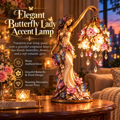🦋 ✨Butterfly Lady Accent Lamp, Elegant Flower Goddess Light with Sparkling Crystal Drops for Home Decor🦋