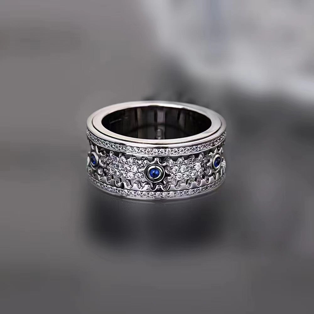 🔥LAST DAY 50% OFF – ⚡925 Sterling Silver Personalized Stress Reducing Rotatable Gear Ring