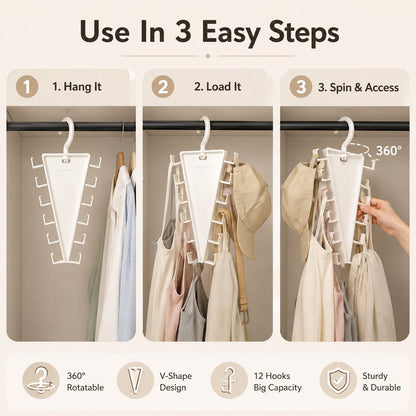 ✨ 50% OFF – Rotating V-Shaped Accessory Hanger – Space-Saving Jewelry Organizer