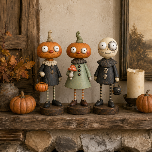 🎃 50% OFF – Primitive Pumpkin Friends – Vintage Halloween Figurines Collection 👻✨