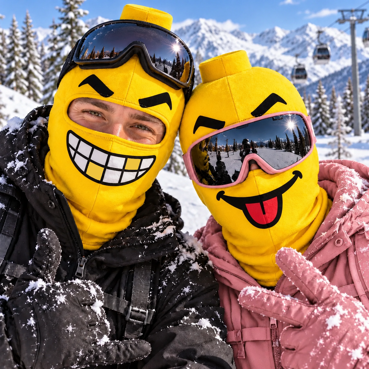 🔥 50% OFF – Funny Yellow Block Figure Ski Mask – 4 Hilarious Face Styles 🎿😂