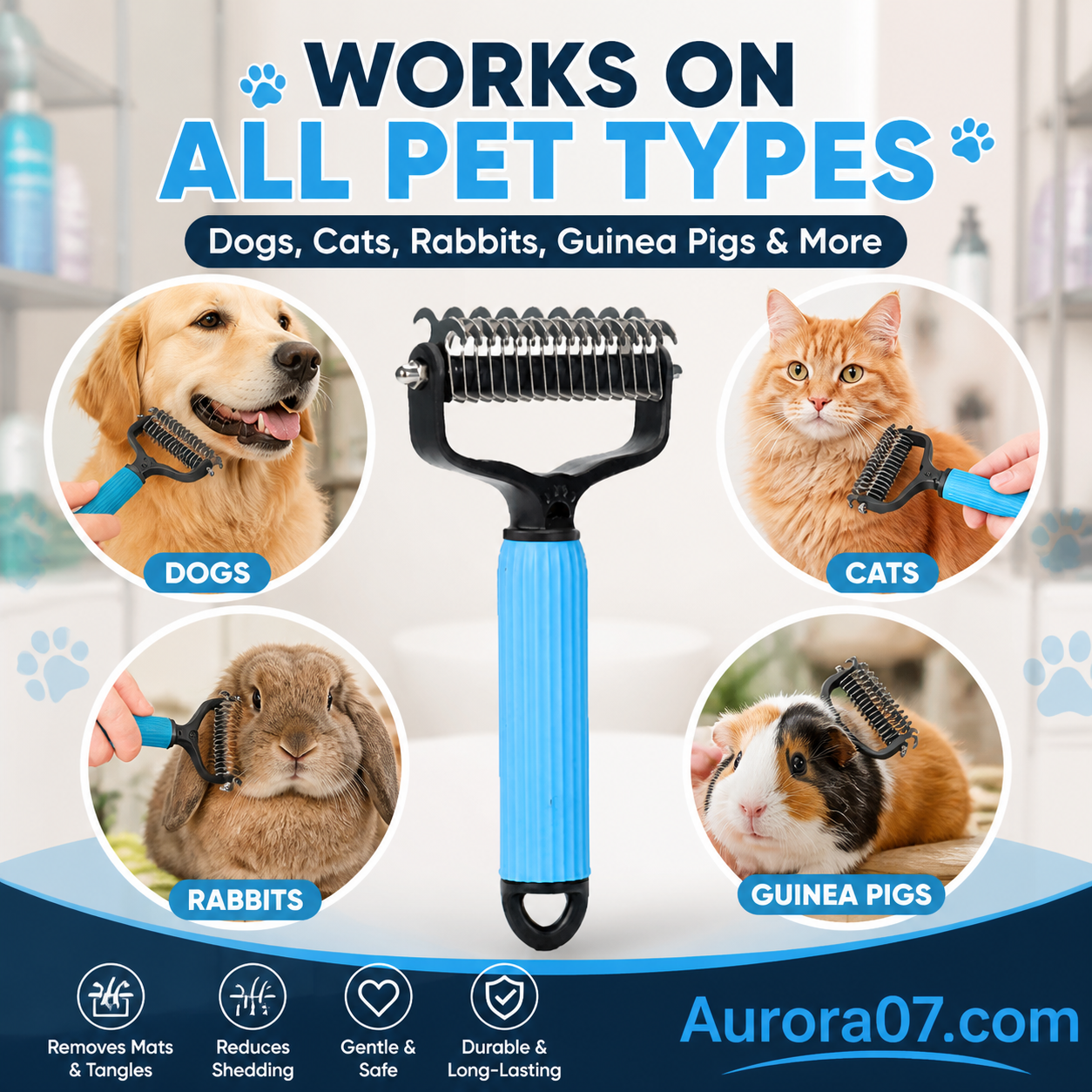 Double sided pet grooming brush