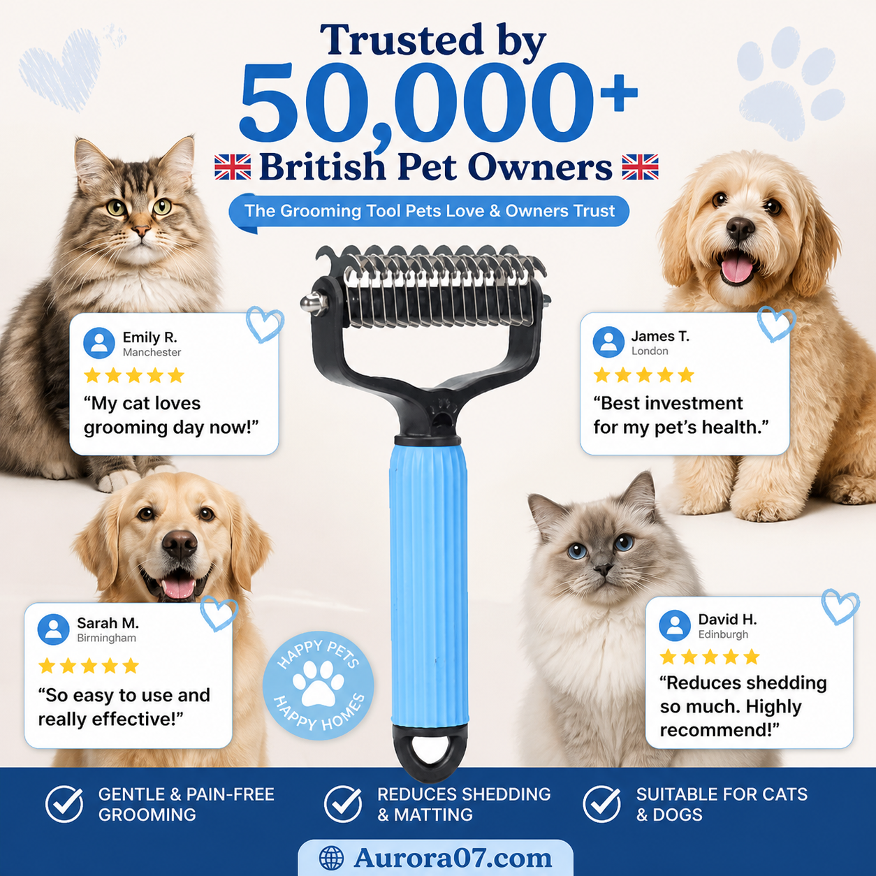 Double sided pet grooming brush