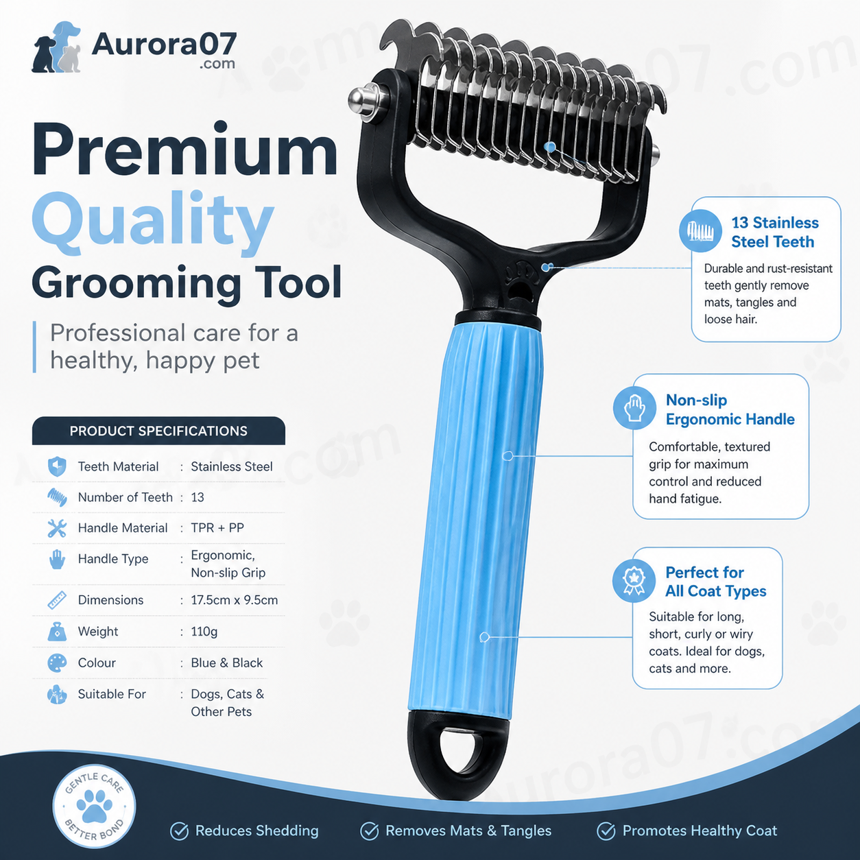 Double sided pet grooming brush