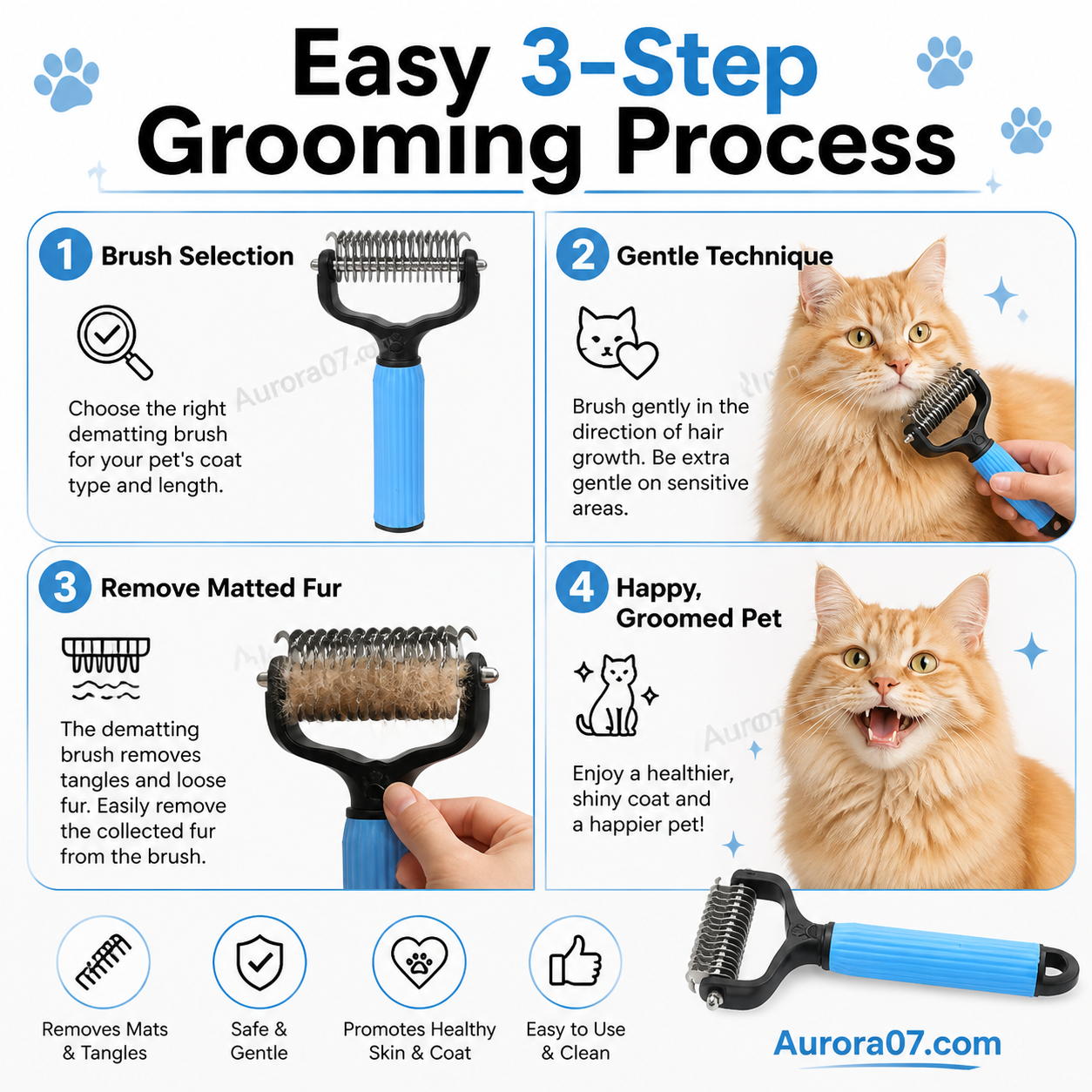 Double sided pet grooming brush