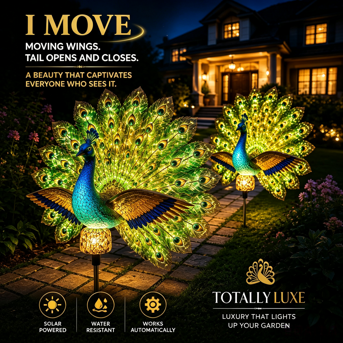 🦚✨ Animated Solar Peacock Garden Light for Magical Nights 🌙