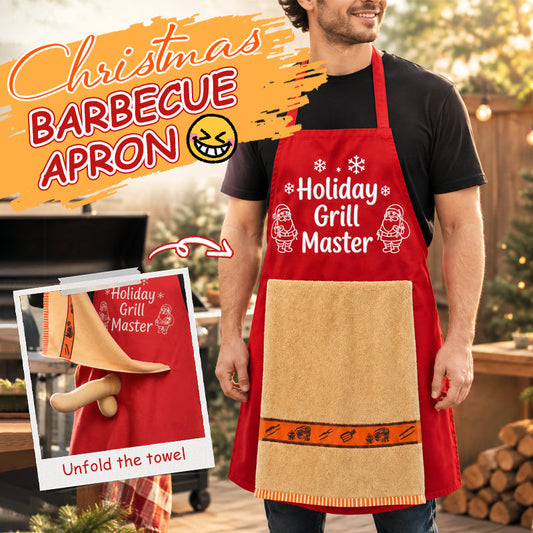 🎅🍖Funny Christmas Grill Master Apron, Holiday BBQ Apron With Attached Towel-50% OFF