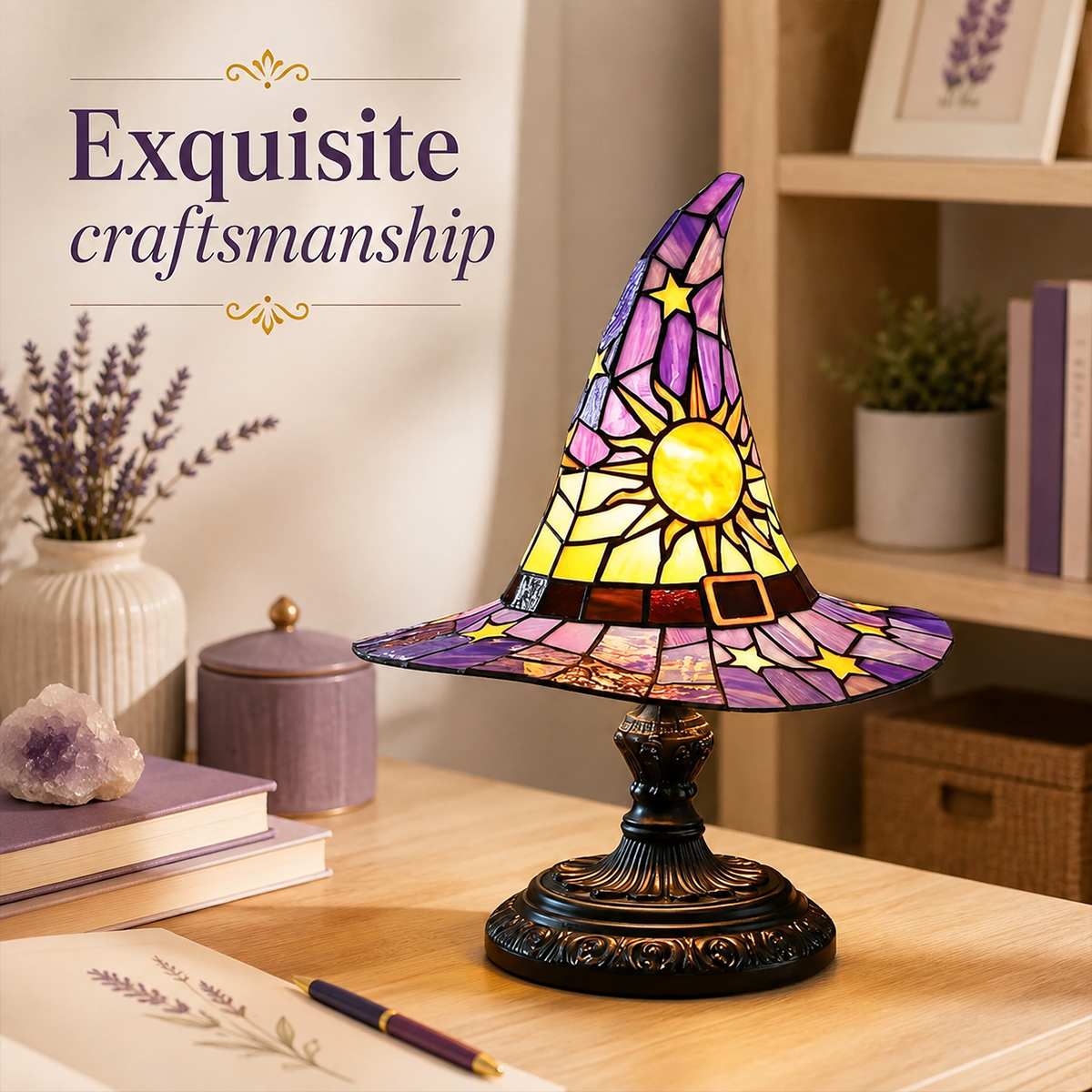♠️ Witch Hat Stained Glass Style Night Light 🎁