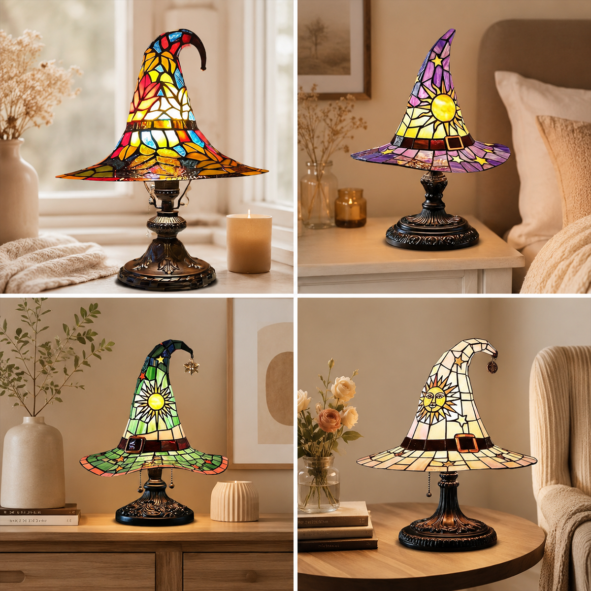 ♠️ Witch Hat Stained Glass Style Night Light 🎁
