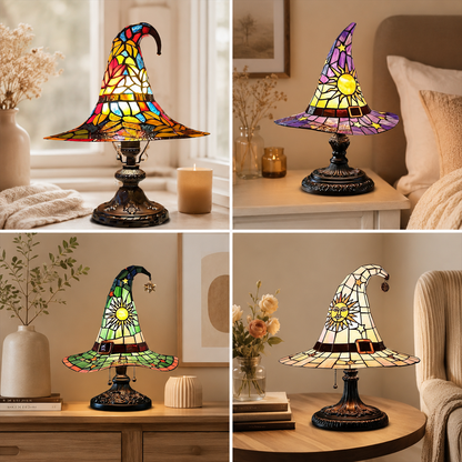 ♠️ Witch Hat Stained Glass Style Night Light 🎁