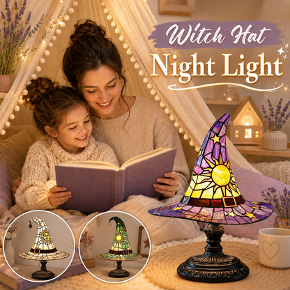 ♠️ Witch Hat Stained Glass Style Night Light 🎁