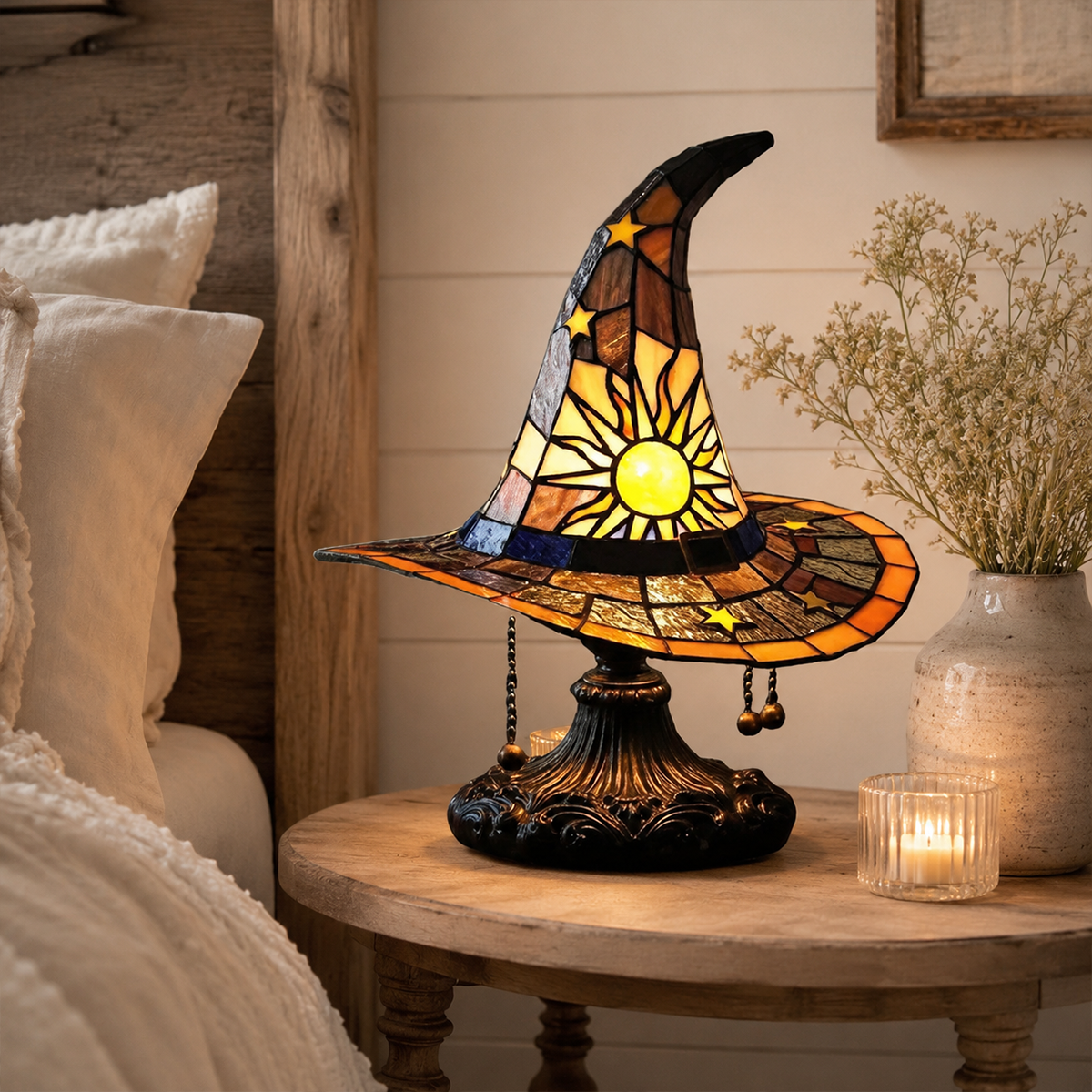 ♠️ Witch Hat Stained Glass Style Night Light 🎁