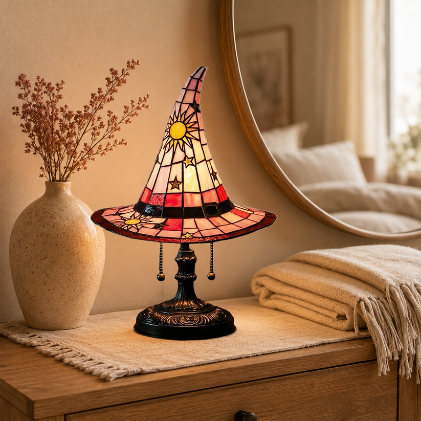 ♠️ Witch Hat Stained Glass Style Night Light 🎁