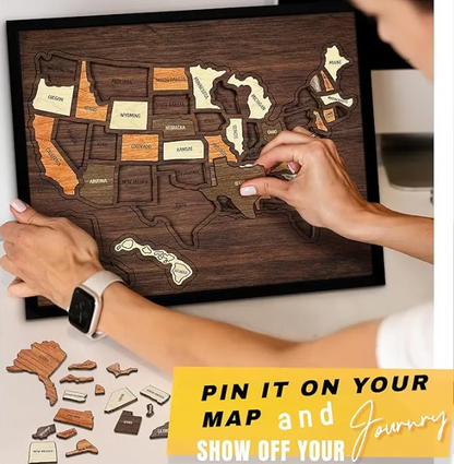 Wooden USA Travel Map Puzzle——A Stylish Way to Track Your Journey & Memories