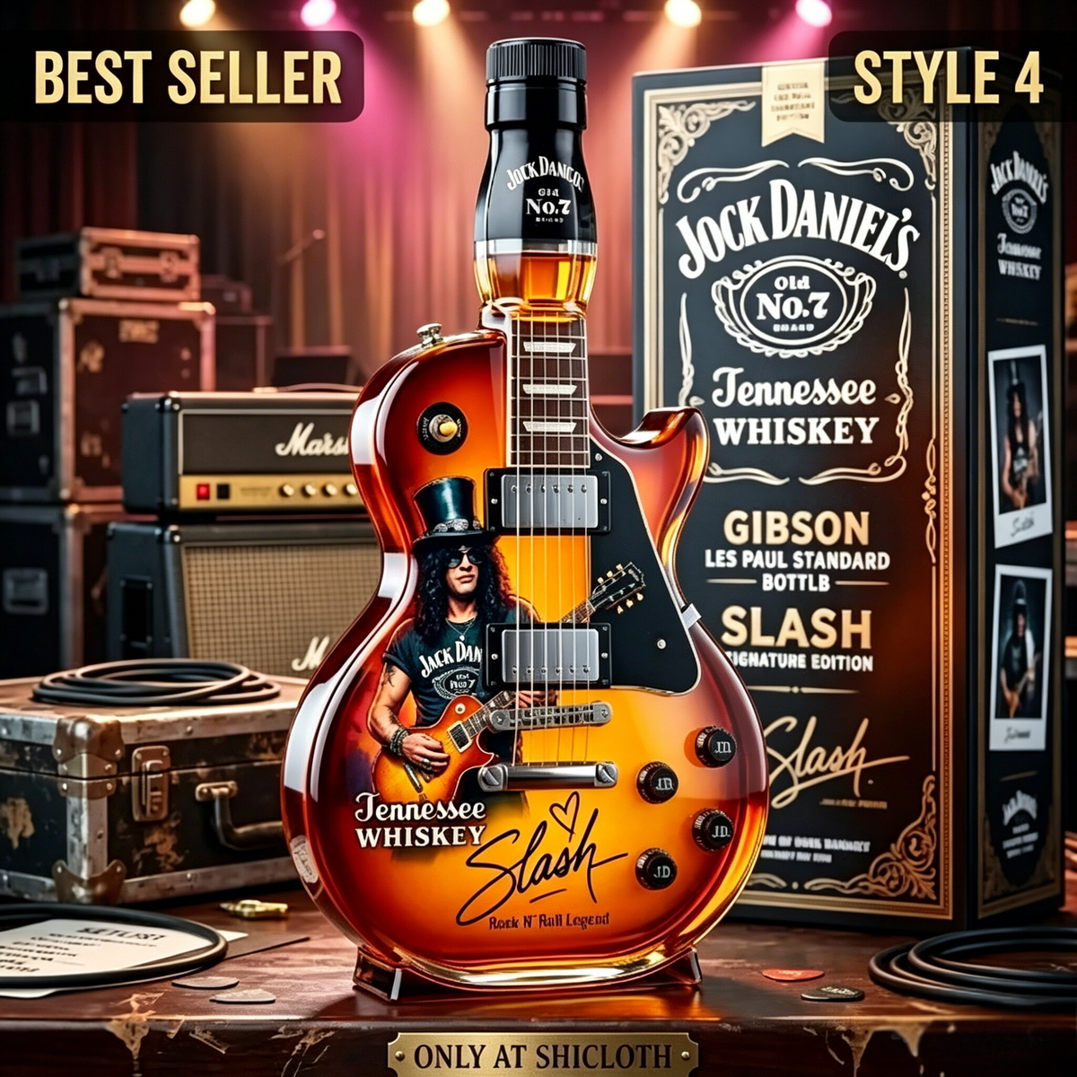 🎸 50% OFF – Vintage Sunburst Guitar-Shaped Figurine Spirit Decanter Bottle ✨