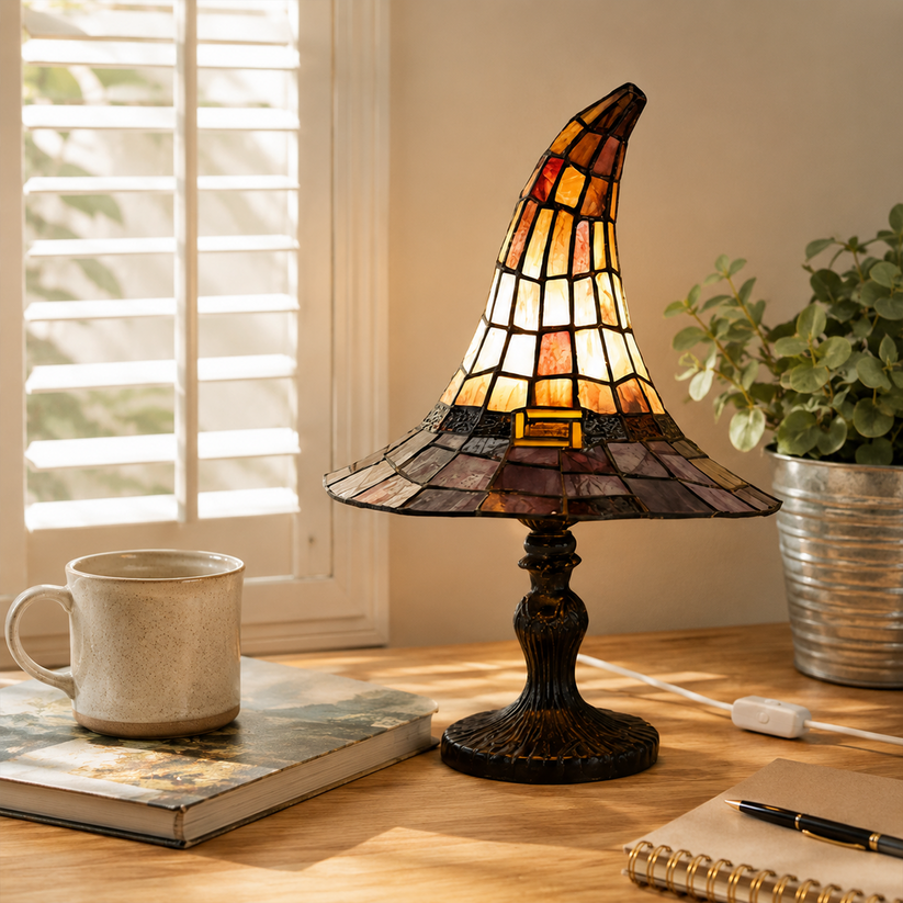 ♠️ Witch Hat Stained Glass Style Night Light 🎁